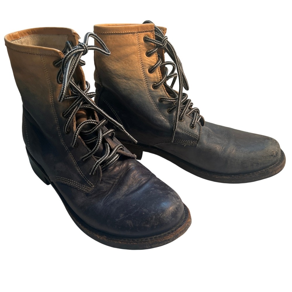 FREEBIRD by STEVEN Charlie Blue Dipped Dye Combat Boots‎ Size 10 Ombre Two Tone